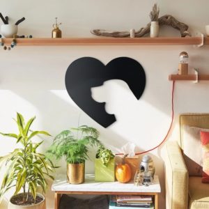 Dog Love wall art laser-cut 8 different colours 5 mm thick (MDF) wood 50cm (W) x 44cm (H) Strand Cape Town info@robomojo.co.za 061 150-5584