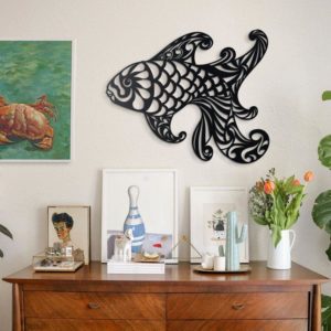 Fish wall art laser-cut 8 different colours 5 mm thick (MDF) wood 53cm (W) x 41cm (H)