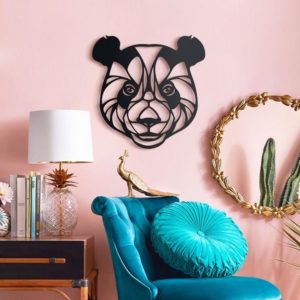 Panda Bear wall art laser-cut 8 different colours 5 mm thick (MDF) wood 49cm (W) x 50cm (H) Strand Cape Town info@robomojo.co.za 061 150-5584